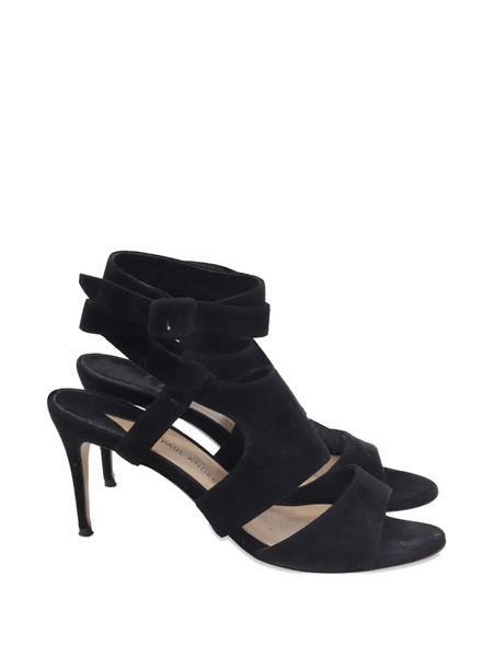  Paul Andrew Strappy Suede Heeled Sandals - Black 