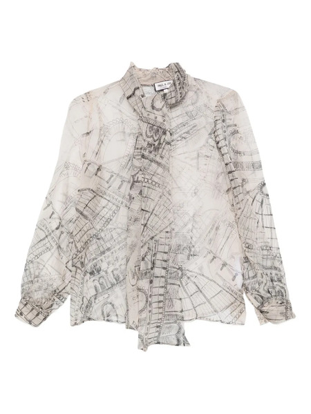  Paul & Joe Printed Tie-neck Blouse - White 