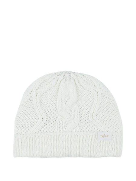  Paul & Shark Cable-knit Beanie Hat - White 