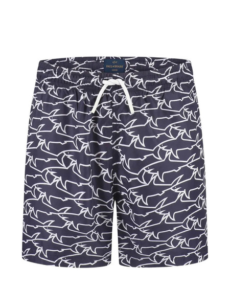  Paul & Shark Junior Shark-print Swim Shorts - Blue 