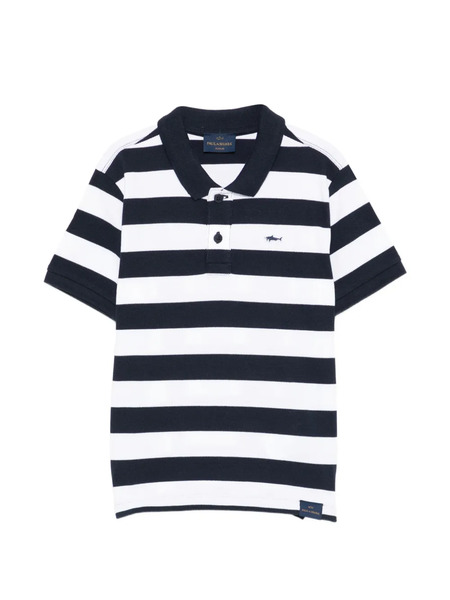  Paul & Shark Junior Striped Collared Polo Shirt - Blue 