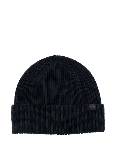  Paul & Shark Ribbed Beanie - Blue 