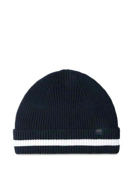  Paul & Shark Ribbed Wool Beanie - Blue 