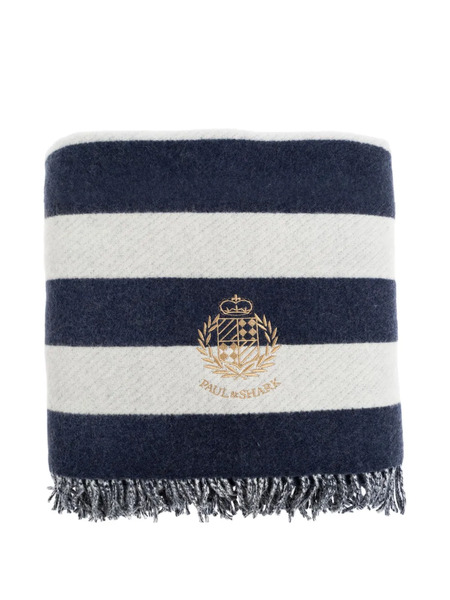 Paul & Shark Striped Embroidered Blanket - Blue 