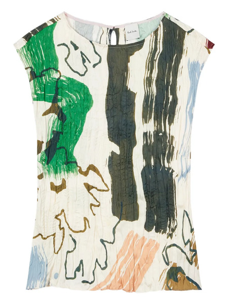  Paul Smith Abstract-print Pleated Top - Neutrals 