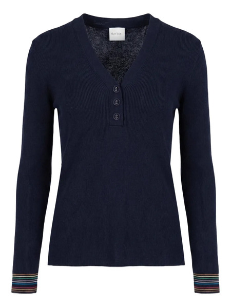  Paul Smith Button Ribbed Top - Blue 