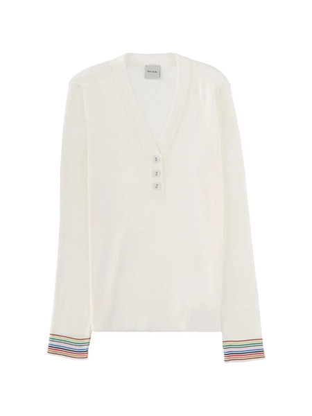  Paul Smith Button-up V-neck Top - Neutrals 