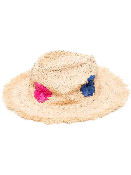  Paul Smith Floral-embroidery Straw Hat - Neutrals 