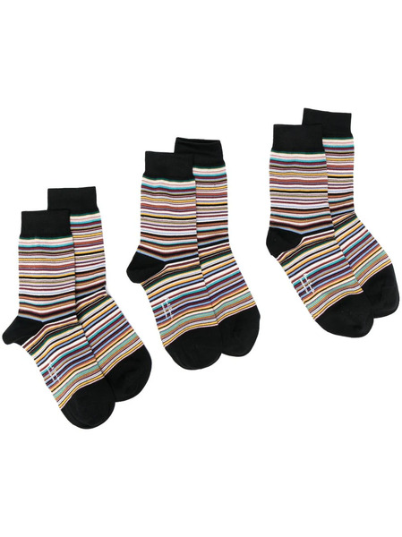  Paul Smith Intarsia-knit Striped Socks (three Pack) - Black 