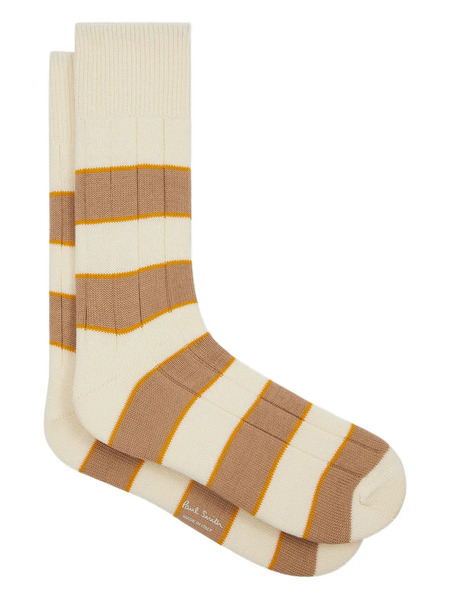  Paul Smith Striped Cotton Socks - Neutrals 