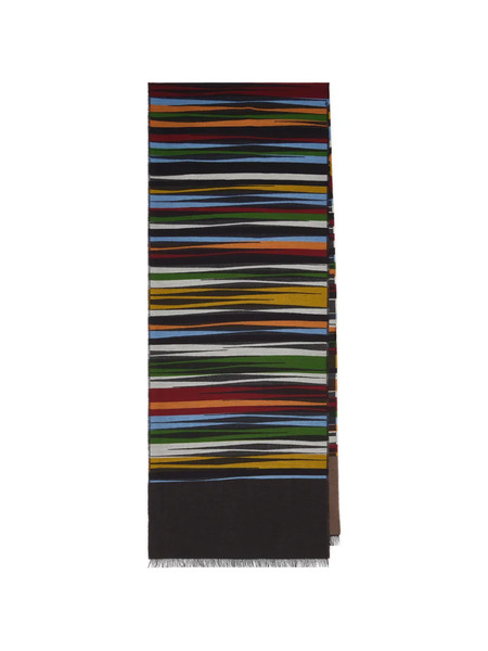  Paul Smith Striped Fringed Scarf - Black 