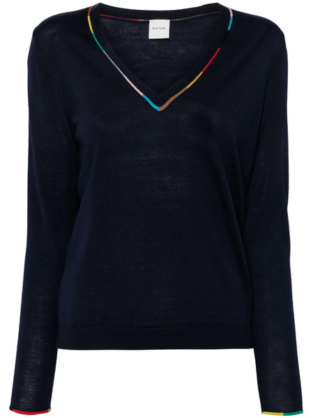  Paul Smith V-neck Merino-wool Jumper - Blue 