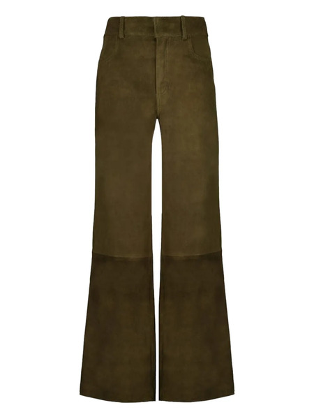  Paula Alice Suede Flared Trousers - Green 