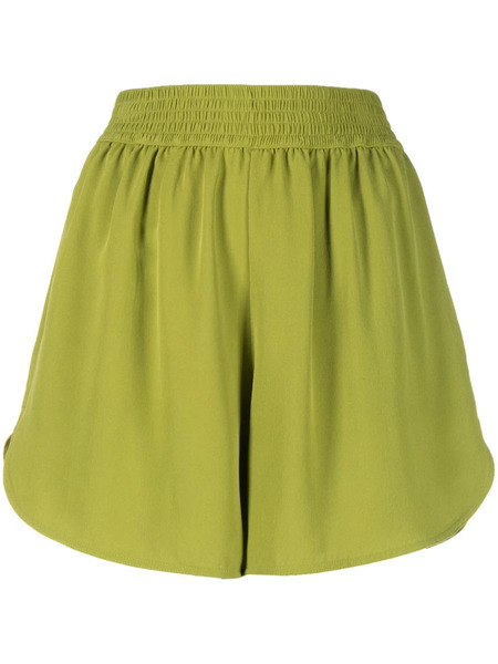  Paula Elasticated-waist Silk Short Shorts - Green 