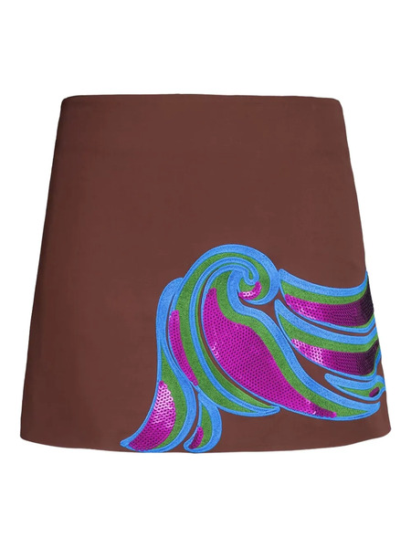  Paula Embroidered Mini Skirt - Brown 