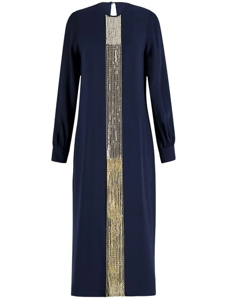  Paula Embroidered Silk Midi Dress - Blue 