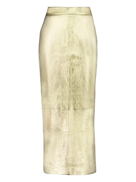  Paula Metallic-effect Leather Skirt - Gold 