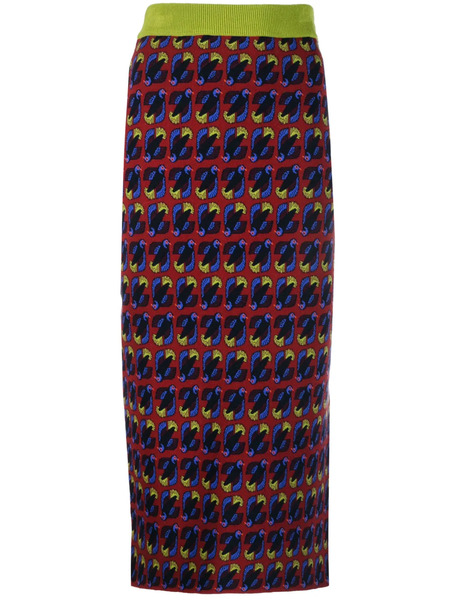  Paula Monogram-pattern High-waist Skirt - Red 
