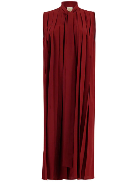  Paula Pleated Silk Dress - Red 