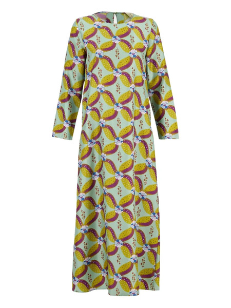  Paula Printed Long-sleeve Dress - Green 