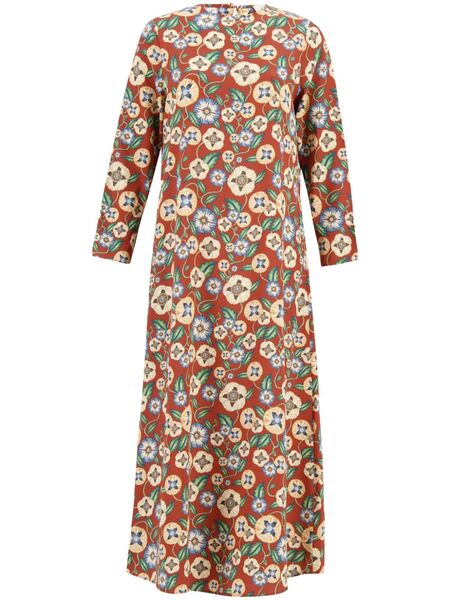  Paula Printed Silk Midi Dress - Red 