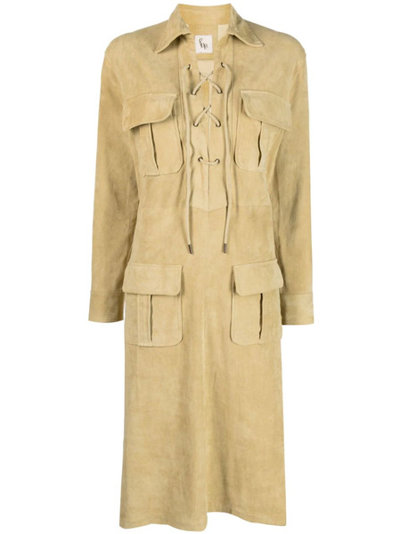  Paula Spread-collar Leather Midi Dress - Neutrals 