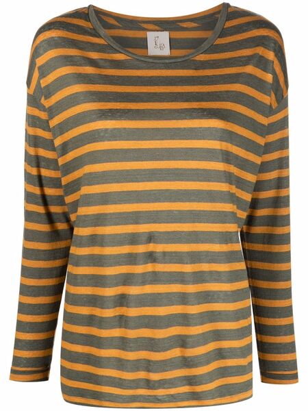  Paula Stripe-print Linen T-shirt - Green 