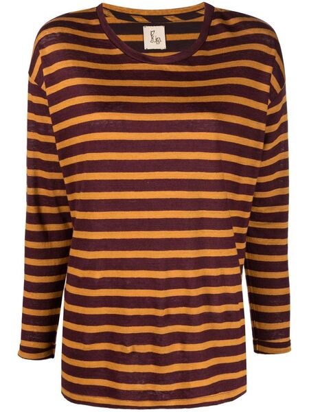  Paula Stripe-print Linen T-shirt - Yellow 