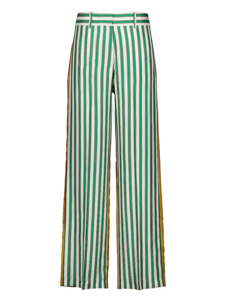  Paula Striped Silk Twill Trousers - Green 