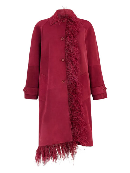  Paula Suede Trench Coat - Red 