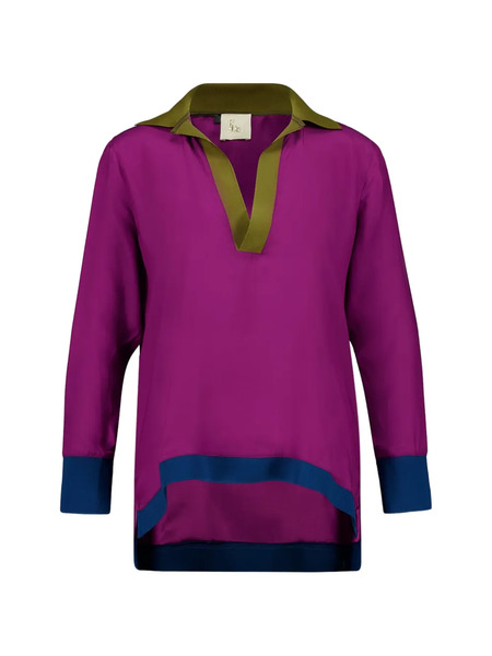  Paula V-neck Long-sleeve Blouse - Purple 