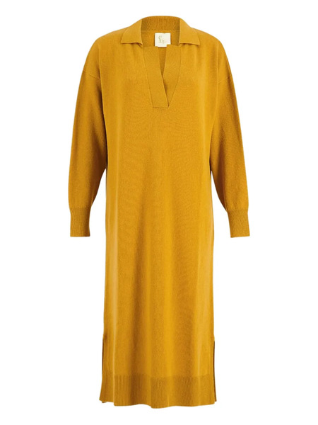  Paula V-neck Long-sleeve Midi Dress - Yellow 