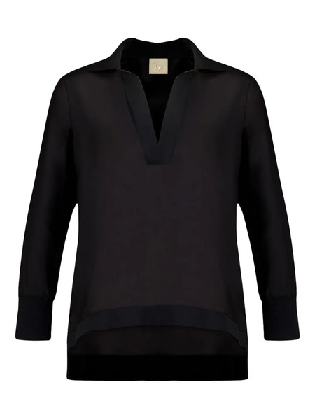  Paula V-neck Long-sleeve Top - Black 