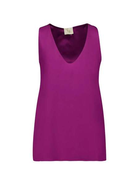  Paula V-neck Silk Tank Top - Purple 