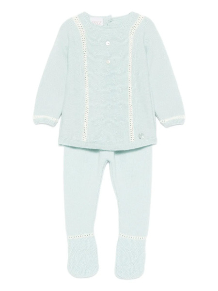  Paz Rodriguez Cable-knit Buttoned Babygrow Set - Blue 