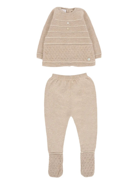  Paz Rodriguez Embellished Knitted Trousers Set - Neutrals 