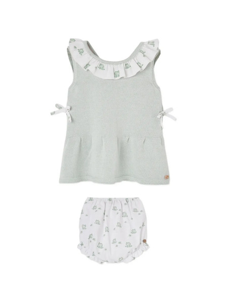  Paz Rodriguez Frog-print Dress Set - Green 