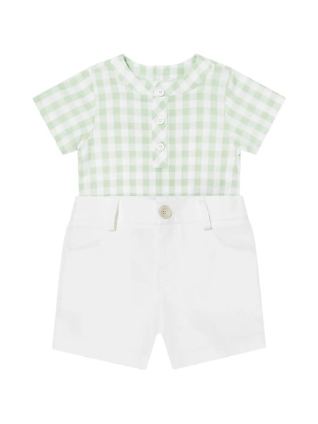  Paz Rodriguez Gingham-pattern Button-fastening Short Set - White 