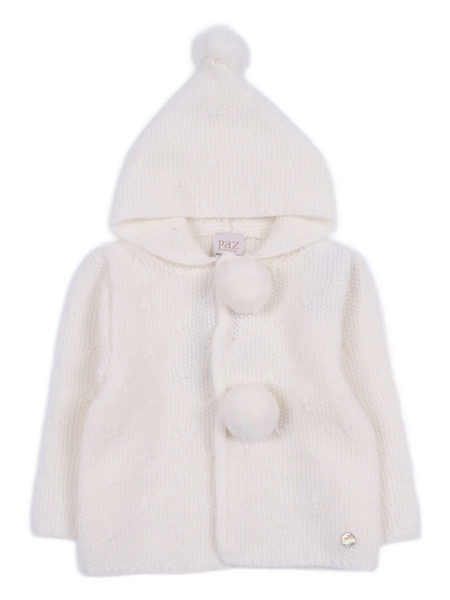  Paz Rodriguez Hooded Pom-pom Wool Coat - White 