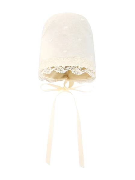  Paz Rodriguez Lace-trimmed Tie-fastening Hat - Neutrals 