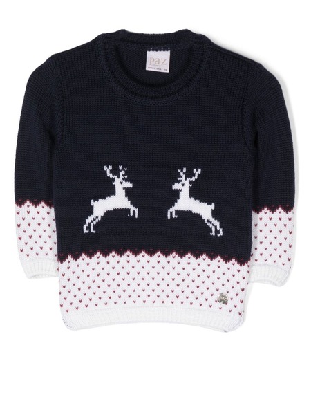  Paz Rodriguez Reindeer-knit Crew-neck Jumper - Blue 
