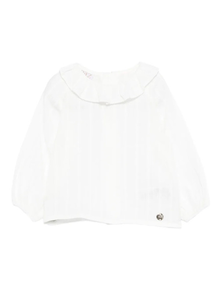  Paz Rodriguez Ruffled-collar Ribbed Top - White 