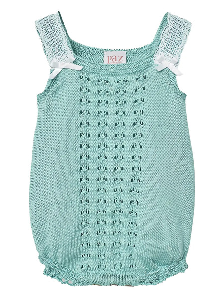  Paz Rodriguez Seran Lace-trimmed Knitted Romper - Blue 