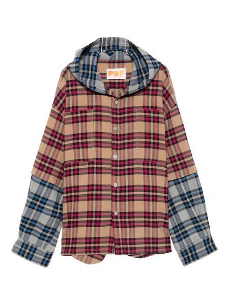  Pdf Patchwork Hooded Jacket - Brown 