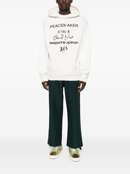  Peacemaker Oamc Graphic-lettering Long-sleeve Hoodie - White 