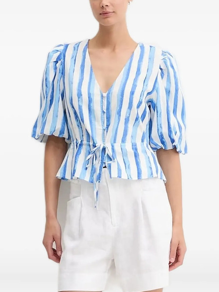  Pedro Del Hierro Puff-sleeve Striped Top - Blue 