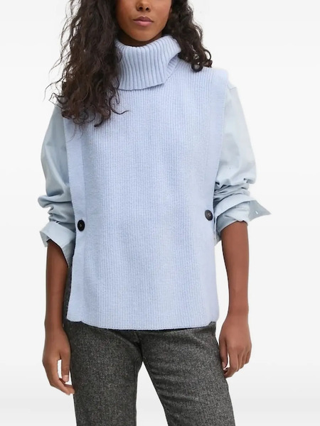  Pedro Del Hierro Turtleneck Buttoned Vest - Blue 