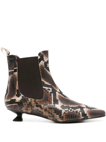  Pedro Miralles Snakeskin Pointed-toe Boots - Brown 