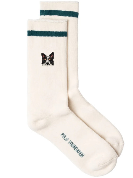  Pelo Foundation Border Collie-patch Socks - White 