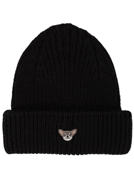  Pelo Foundation Dog-appliqué Beanie - Black 